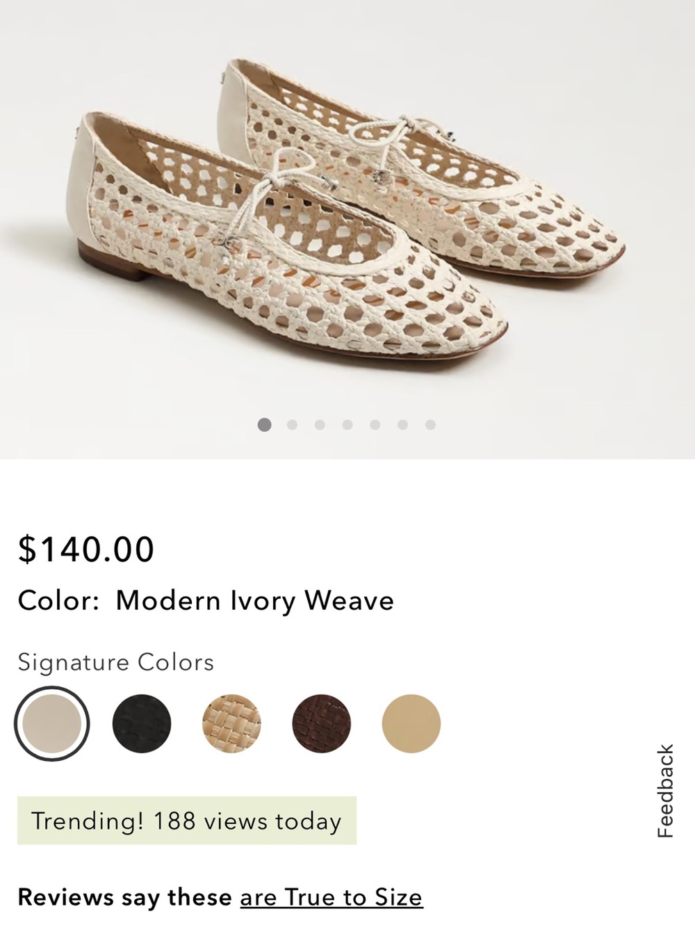 Sam Edelman Modern Ivory Woven Ballet Flats